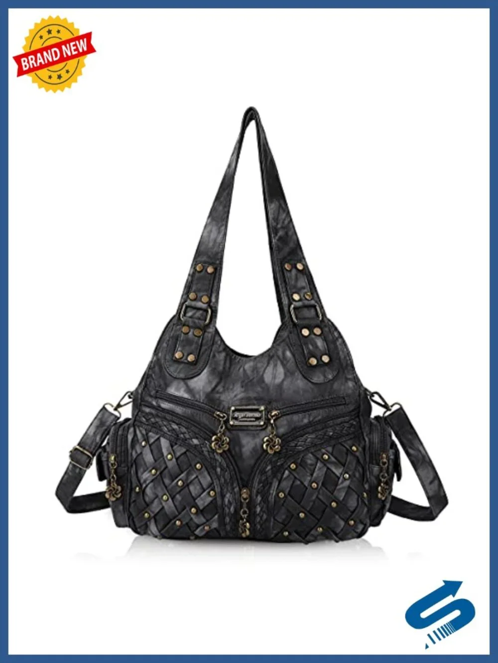 Anti-Scratch PU Leather Hobo Bag Women Shoulder Tote with Multiple Pockets